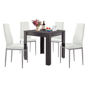Set masă cu aspect de beton și 4 scaune albe Støraa Lori and Barak, 80 x 80 cm