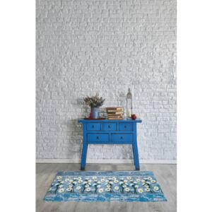 Covor foarte rezistent Floorita Camomilla, 58 x 115 cm, albastru