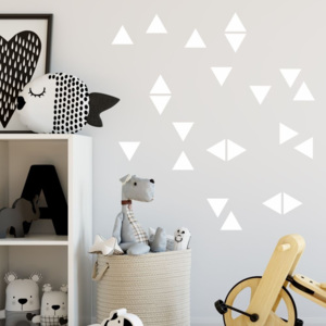 Set autocolante de perete North Carolina Scandinavian Home Decors Triangle, alb