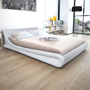 Cadru de pat, alb, 160 x 200 cm, piele artificială
