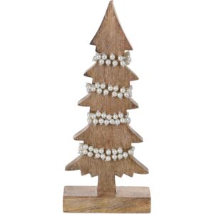 Decoratiune Excellent Houseware Xmas Tree Beige, lemn de mango, 13x6x31 cm, alb, bej