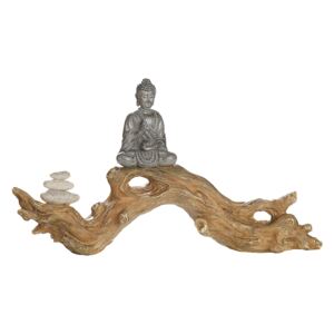 Decoratiune Buddha on tree, rasina, maro gri, 32x6x18,5 cm