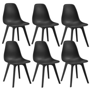 [en.casa]® Set sase bucati scaune design Axa, 83 x 54 x 48 cm, plastic, negru