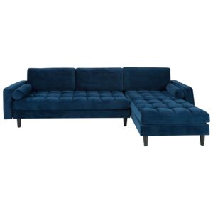 Canapea cu colt din catifea albastru inchis 260cm Cozy Dark Blue
