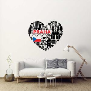 Heart of Prague - autocolant de perete Negru 100 x 90 cm
