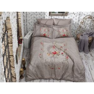 Lenjerie de pat din bumbac satinat și cearșaf Lilyanna, 160 x 220 cm