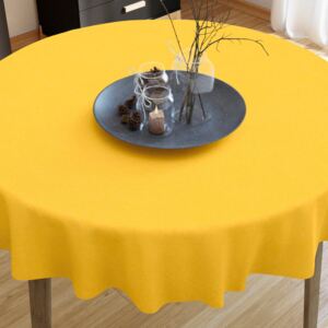 Goldea față de masă decorativă loneta - galben închis - rotundă Ø 60 cm