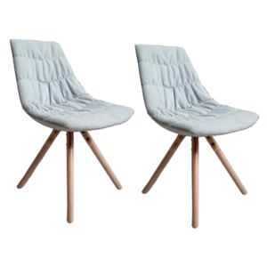 Set 2 scaune tapitate cu stofa, cu picioare de lemn Joy White l47xA54xH80 cm