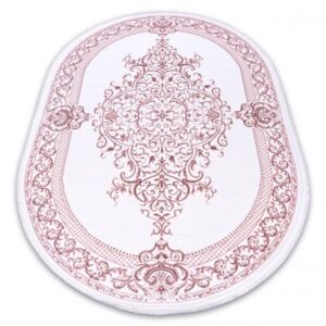 Covor acril DIZAYN oval 142 fildeş / roz 80x150 cm