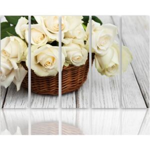 CARO Tablou pe pânză - Roses In The Basket 100x70 cm