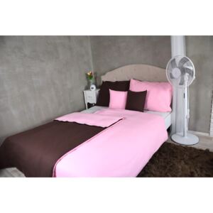 Lenjerie de pat monocolor bumbac - roz/maro - Mărimea 140x200 + 70x90 cm
