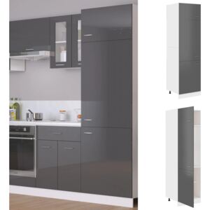 Dulap pentru frigider, gri extralucios, 60 x 57 x 207 cm, PAL