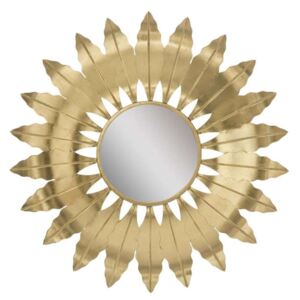 Oglindă de perete Leaf Glam, 98x98x5 cm, metal/ mdf/ sticla, auriu