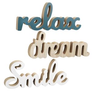 Decoratiune suspendata Relax, Dream, Smile - 30x12cm
