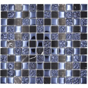 Mozaic sticla-piatra naturala XCM M862 negru 30,2x32,7 cm