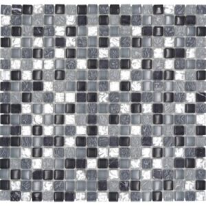 Mozaic sticla-piatra naturala XCM M890 gri/argintiu/alb 30,5x32,2 cm