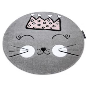 Covor PETIT CAT PISICĂ COROANĂ cerc gri cerc 120 cm