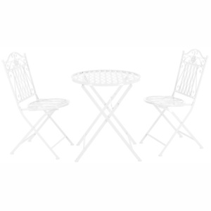 ,Set bistro - masa rotunda cu 2 scaune - mobila gradina alb