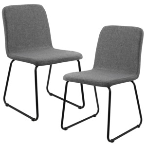 [en.casa]® Set 2 scaune design - 81 x 44cm - metal si textil - gri