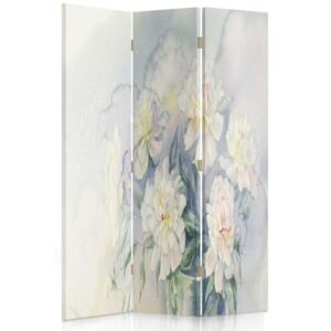 CARO Paravan - White Flowers 3 | tripartit | unilateral 110x180 cm