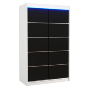 Dulap glisant LISO, 120x200x58, alb/negru + LED