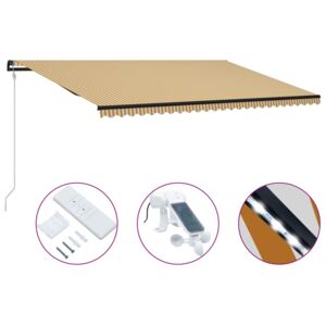 Copertină retractabilă senzor vânt & LED galben/alb 600x300 cm