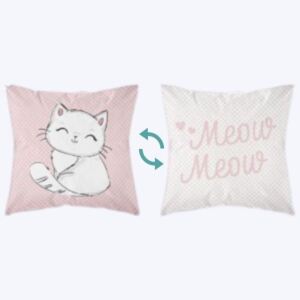 Husă de pernă decorativă Pisicuță (roz, meow)
