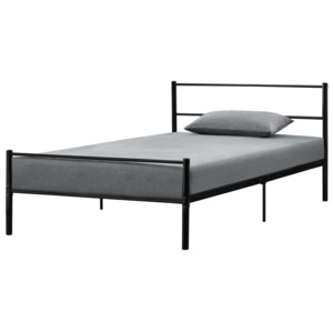 Rama metalica pat,design vintage, cu gratar, 208,5cm x 91,5cm x 81cm, otel sinterizat, negru