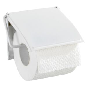 Suport de perete pentru hârtie toaletă Wenko Cover, alb