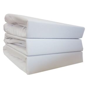 Set 3 Cearceafuri de pat cu elastic, 100% Bumbac, Alb, 140x200x24cm