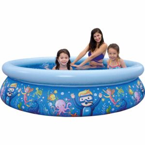 Piscina gonflabila rotunda pentru Copii, Sea World, 205x47 cm, albastru