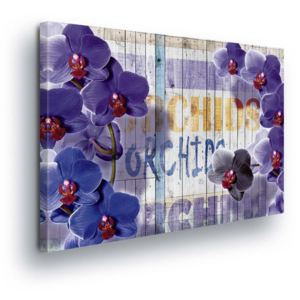 Tablou - Vintage Decoration with Purple Flowers 100x75 cm