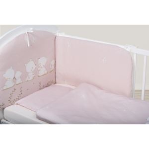 Set de pat pentru bebelusi Pink Teddy Dream 6 piese