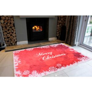Covor Vitaus Merry Christmas, 50 x 80 cm, alb-roșu