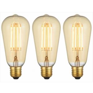Pachet 3 Becuri LED Edison Vintage, lumină albă caldă, Filament Lung Squirrel Cage, 4W, E27, 2200K