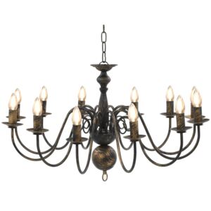 Candelabru antichizat, negru, 12 becuri E14