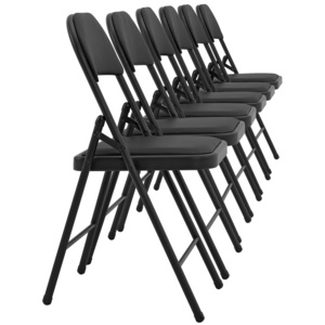 [pro.tec]® Set 6 scaune birou, conferinta, pliabile, 80 x 46 cm, piele sintetica, negru