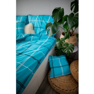 Lenjerie de pat din bumbac satinat pentru pat de o persoană Cotton House Dita, 140 x 200 cm, turcoaz