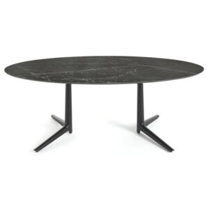 Masa dining Oval Multiplo Dining Table 192 x 118 cm by Kartell out of earthenware marble style in black