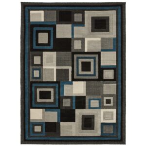 Covor Modern & Geometric Clementia, Negru/Albastru, 60x220