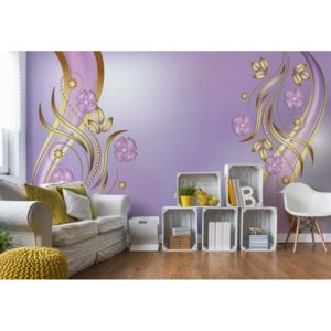 Fototapet - Luxury Ornamental Floral Design Purple Vliesová tapeta - 250x104 cm
