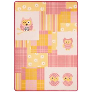 Covor pentru copii Zala Living Owls, 100 x 140 cm, roz-galben