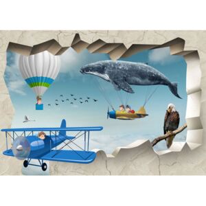 Fototapet Copii cu Balena Albastra Autocolant perete 200x300 cm