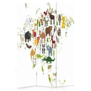 CARO Paravan - World Map For Children 1 | tripartit | reversibil 110x150 cm