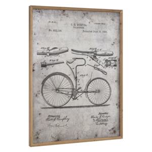 [art.work] Design fotografie de perete pe placa de aluminiu Modell 8 - bicicleta (desentehnic), 80x60x2,8cm, rama lemn