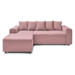 Canapea extensibilă cu extensie pe partea stângă Bobochic Paris FARO, roz deschis