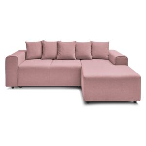 Canapea extensibilă cu extensie pe partea dreaptă Bobochic Paris FARO, roz deschis