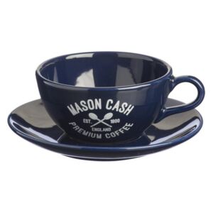 Ceașcă cu farfurie Mason Cash Varsity Cappuccino, albastru închis