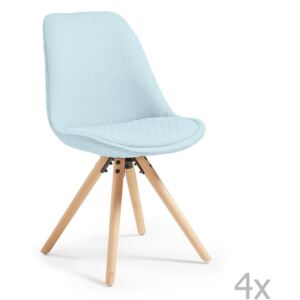 Set 4 scaune cu picioare de lemn La Forma Lars, albastru deschis