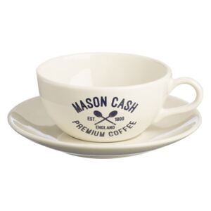 Ceașcă cu farfurie Mason Cash Varsity Cappuccino, alb